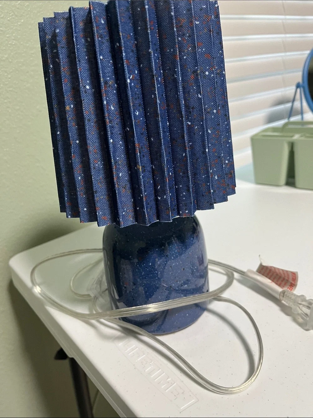 Target Navy Speckled Table Lamp with Pleated Shade